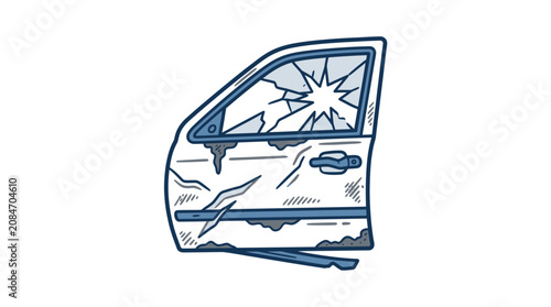 Photos Damaged Car Door Vector Illustration