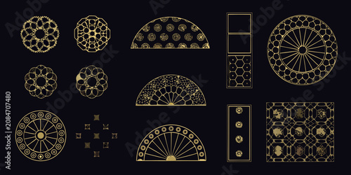 Foto Geometric Designs With Golden Lines Vector Illustration On Black Background