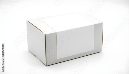 White Blank Cardboard Shipping Box Mockup Isolated on White Background