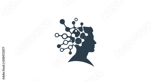 Cuadro en lienzo Human head profile with abstract digital network connection.