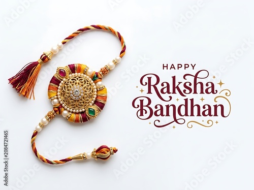 Happy raksha bandhan ornate traditional wrist thread festival with bracelet festival tradition celebration ornamental