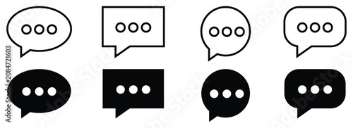 Canvastavla Diverse collection of black and white chat bubble icons with ellipsis