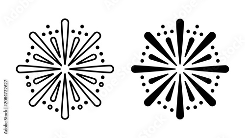 Obraz na płótnie Explosion of Design: Two stylized circular burst designs, one outlined and one filled, offer a graphic representation of energy and dynamism