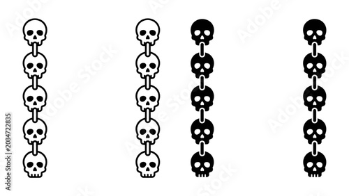 Εκτύπωση καμβά Skull Chain Design: A series of graphic designs featuring chains made of stylized skulls, presented in both black and white and grayscale variations for versatile use in creative projects