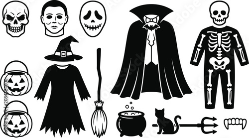 Φωτογραφία Halloween character collection ghosts witches vampires skeletons and jack o' lan