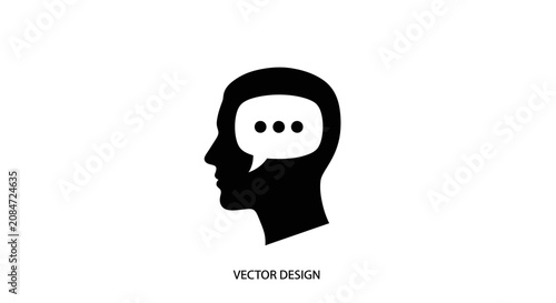 Canvastavla Human profile silhouette with a speech bubble.