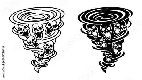 Canvastavla Tornado of Skulls: A swirling vortex of death, depicted as a tornado filled with screaming skulls, symbolizing destruction and chaos