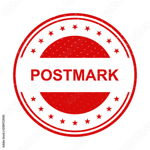 Bild auf Leinwand Red vintage postmark stamp with white text illustration