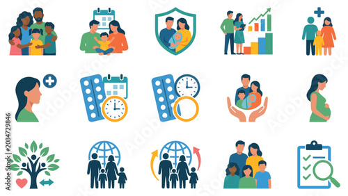 Foto Diverse family planning and healthcare with colorful accents family planning