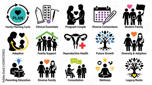 Bild auf Leinwand Family planning and wellness with color accents cycle