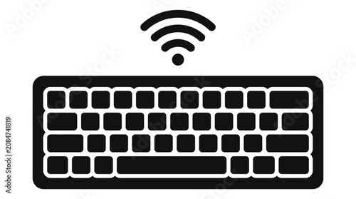 Black keyboard with WiFi signal icon.