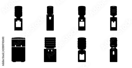 Flat pack of various ink cartridge icons - Minimalist black and white icons showing different ink cartridge designs for printing supplies and digital illustration.
