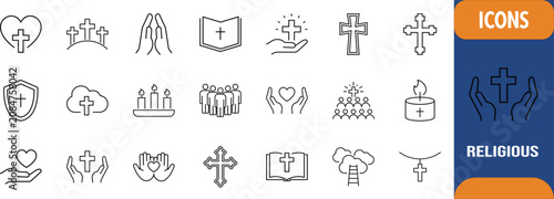 Quadro su tela Religious christian faith vector icons