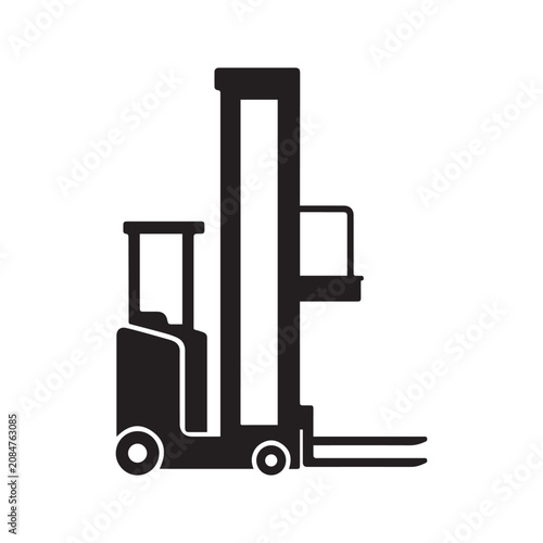 Billede på lærred Counterbalance Forklift Black Glyph Icon

Black glyph icon of a counterbalance forklift for warehouse loading, pallet handling, logistics, and industrial material transport