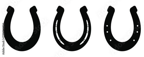Tableau sur toile Horseshoe Icon Collection with Lucky Western Ranch Farrier Symbols Isolated Vect
