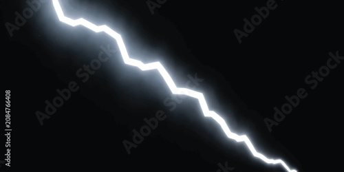 Fotografija Diagonal lightning strike on black night sky with lightning electric discharge a