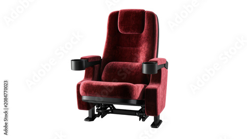 Schilderij op canvas Isolated luxury red velvet cinema seat with comfortable armrests and convenient