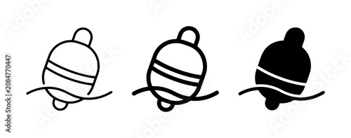 Quadro su tela Fishing Bobber Icons, Buoy Symbols, Water Floats, Set of 3 Vector Graphics for N