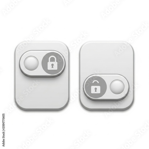 Modern ui web elements featuring toggle switches with lock icons for security and access control systems