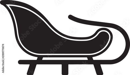 Fotografie Minimalist black and white line chaise lounge chair, silhouette also transparent
