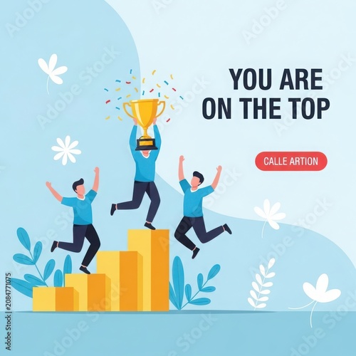Celebrate victory achieve success win trophy with team on top podium grateful for achievement glowing with pride
