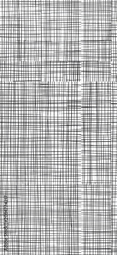 Crosshatch black lines creating organic grid seamless texture. Thin irregular black lines forming an abstract grid pattern background