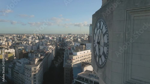 View of city skyline with clock tower in Buenos Aires during clear day