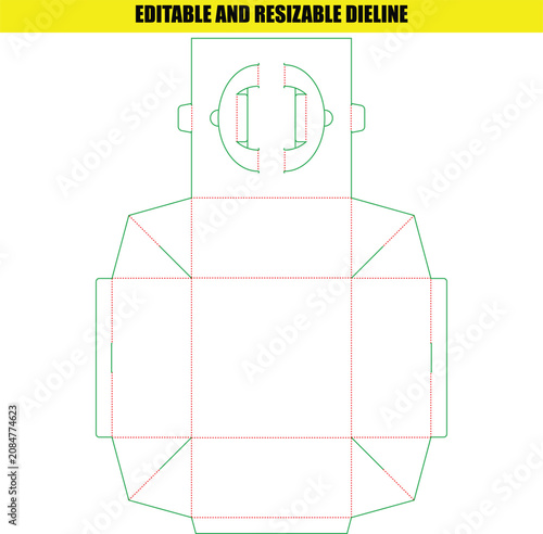 Custom foldable paper box packaging template with handle and secure locking mechanism for product retail storage
