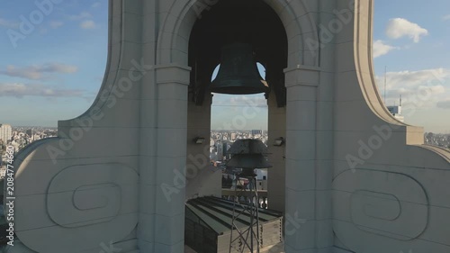 Bell tower view of city skyline during sunset in Buenos Aires