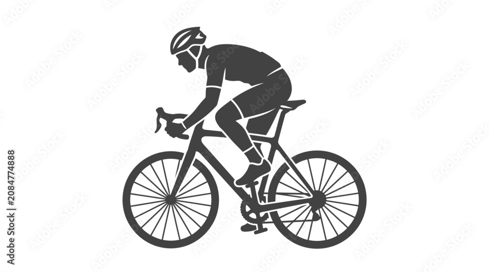 Fototapeta premium Cyclist silhouette riding a road bike, athletic sport and fitness concept