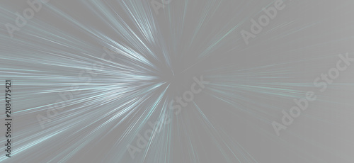 Obraz na plátně Abstract blue cyber particle warp speed overlay, twin glowing digital hyperspace tunnel on grey background wide banner