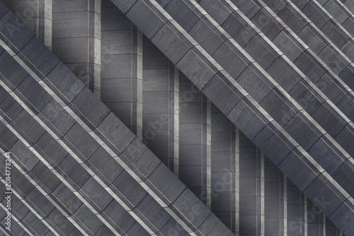 Abstract Geometric Architecture Background with Parallel Diagonal Concrete Beams and Pillars