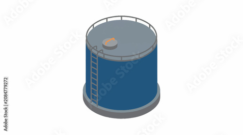 Canvas Print Large blue metal industrial storage tank.