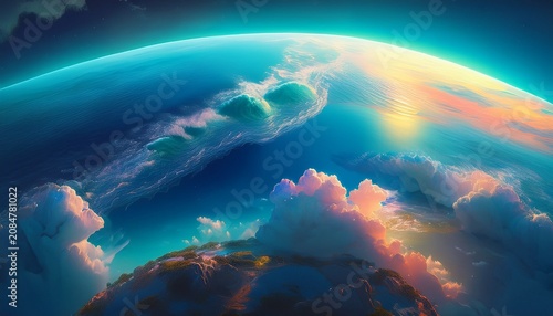 Planet Earth Ocean And Clouds