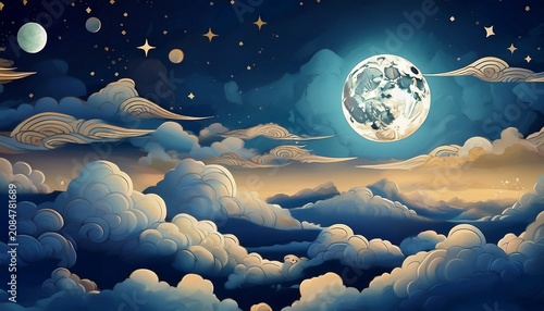 Oriental Clouds And Moon