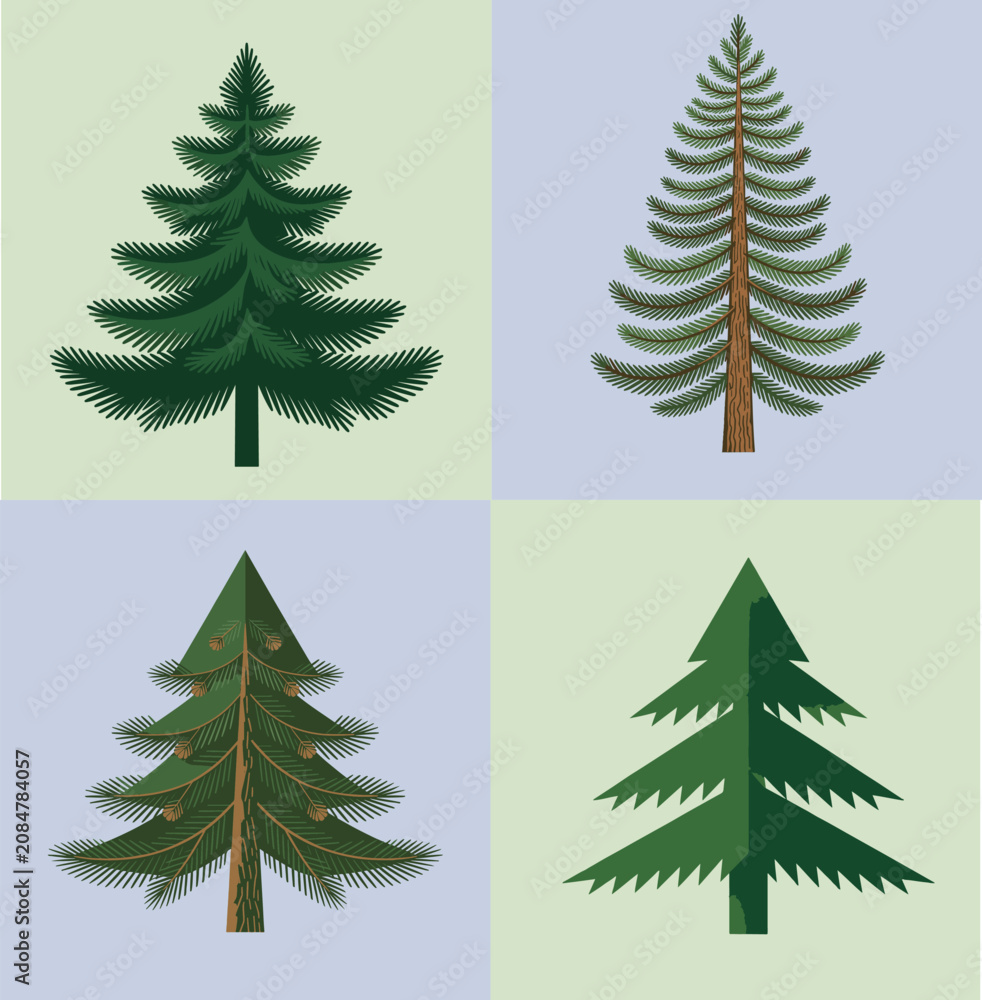 Obraz premium set of christmas trees