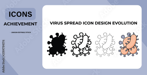 Fotografía Virus icons, COVID-19 illustrations, pandemic symbols, infectious disease graphi