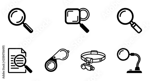 Canvastavla Magnifying Glass Icons Set, Search Tools Vector Collection, Discovery and Analys