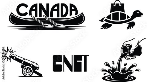 Photography Canada themed with beaver, hockey, canoe, and maple leaf hockey stick puck desi