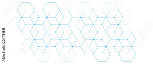 Vector texture with digital geometric hexagons pattern line and dot digital science network background