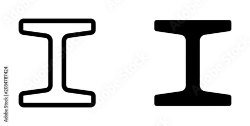 Fotografía Steel I-Beam Icons, Structural Metal Profiles, Construction Industry Symbols, En