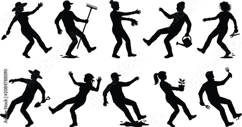 Εκτύπωση καμβά Silhouette of a person in a crouching position on white background