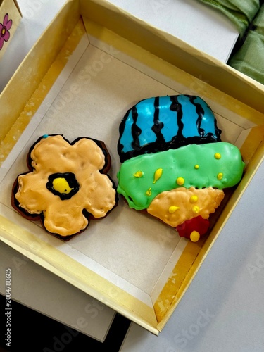 Handmade gingerbread cookies decorated