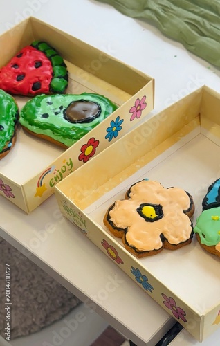 Handmade gingerbread cookies decorated
