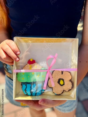 Handmade gingerbread cookies decorated