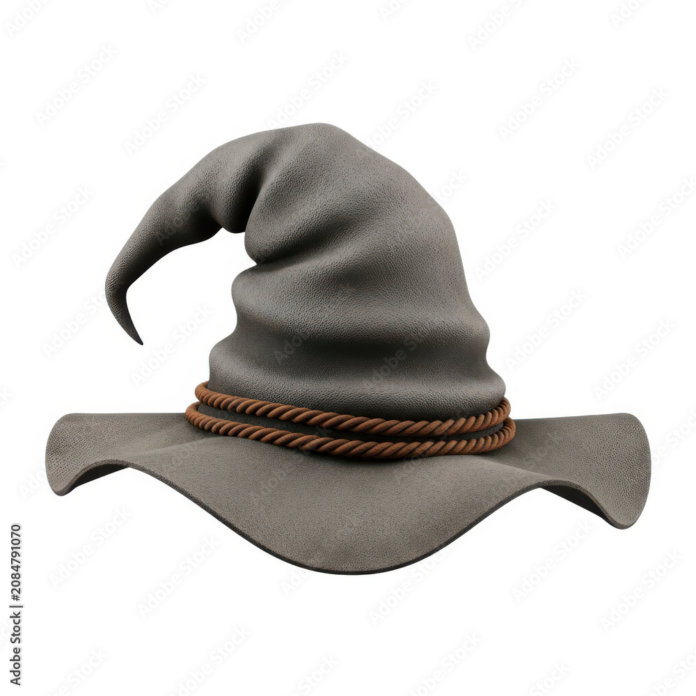 Fototapeta premium A gray sorting hat with an orange band, a magical hat from the harry potter series.