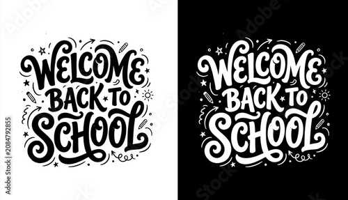 Welcome back to school creative calligraphy design elements with education