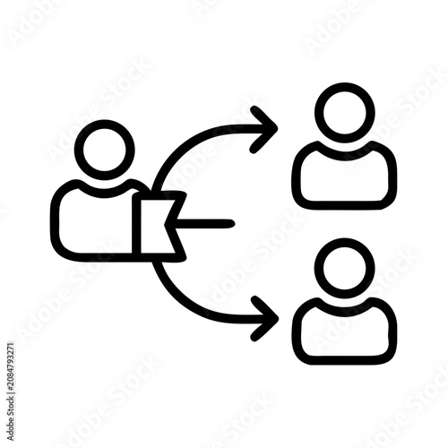 Foto Business leader delegating tasks to team members with arrows.