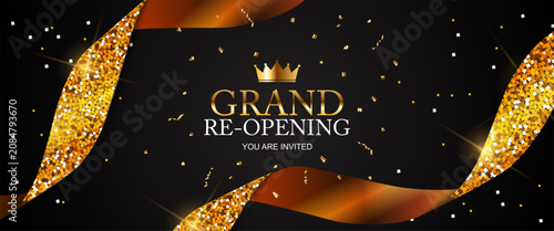 Photos Elegant grand reopening celebration invitation design with golden crown and spar