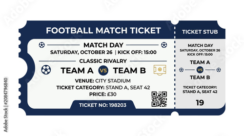 Tableau sur toile Football Match Ticket Stub - Classic Rivalry Team A vs Team B